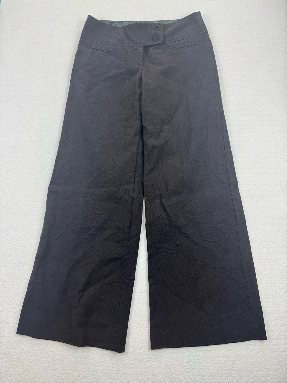 Cartonnier Anthropologie Brown Wide Leg Wool Blend Dress Pants Low Rise Size 2
